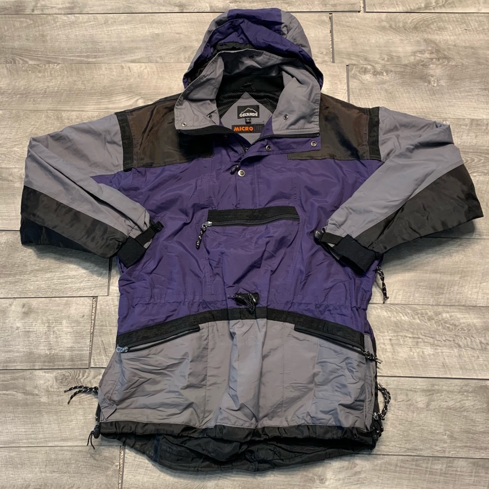 Vtg Gelande Microlite Anorak Purple & Gray Hooded Pullover Jacket Men's Sz Large - Picture 1 of 10